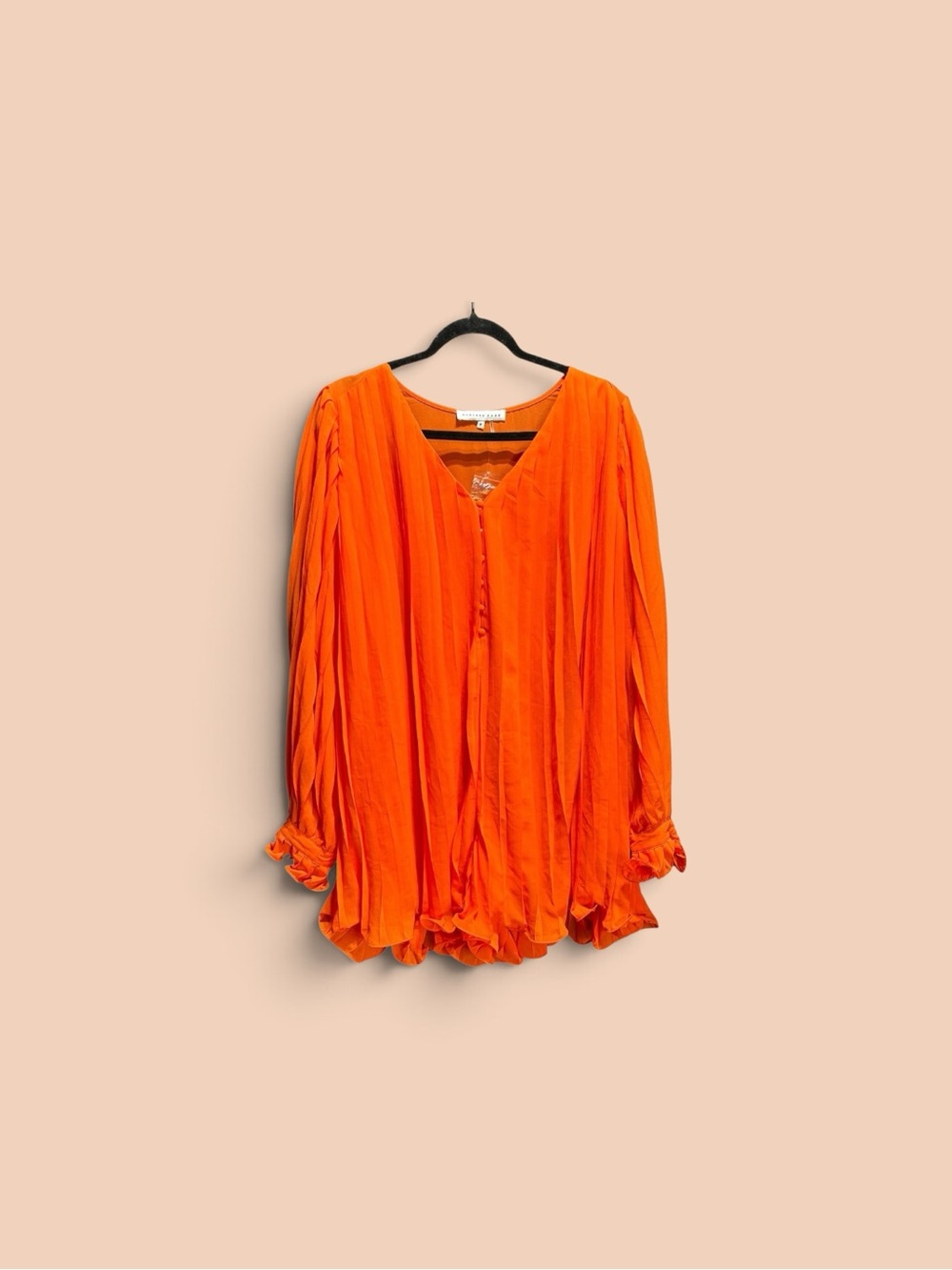 Endless Rose Chiffon Pleated Bright Orange Romper